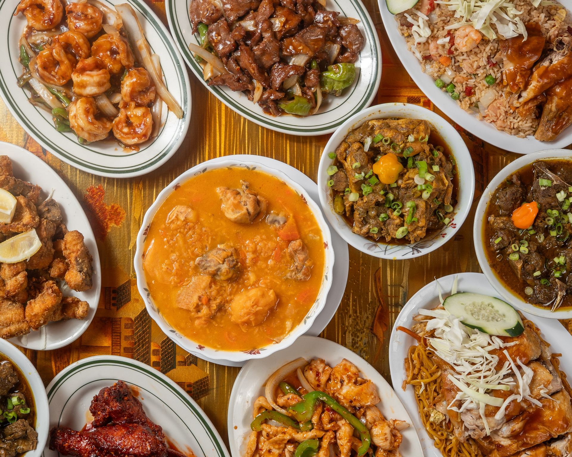 GT Rice Bowl platters — fried rice, pepper shrimp, curry and more